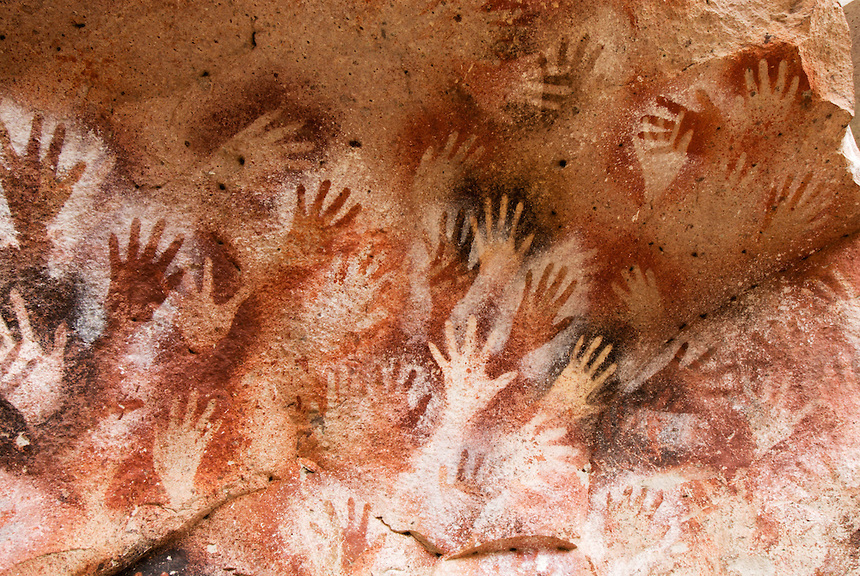 Ancient Hands, Stencil Paintings, Rio Pinturas Canyon, Cave of the Hands, Patagonia, Province of Santa Cruz, Argentina